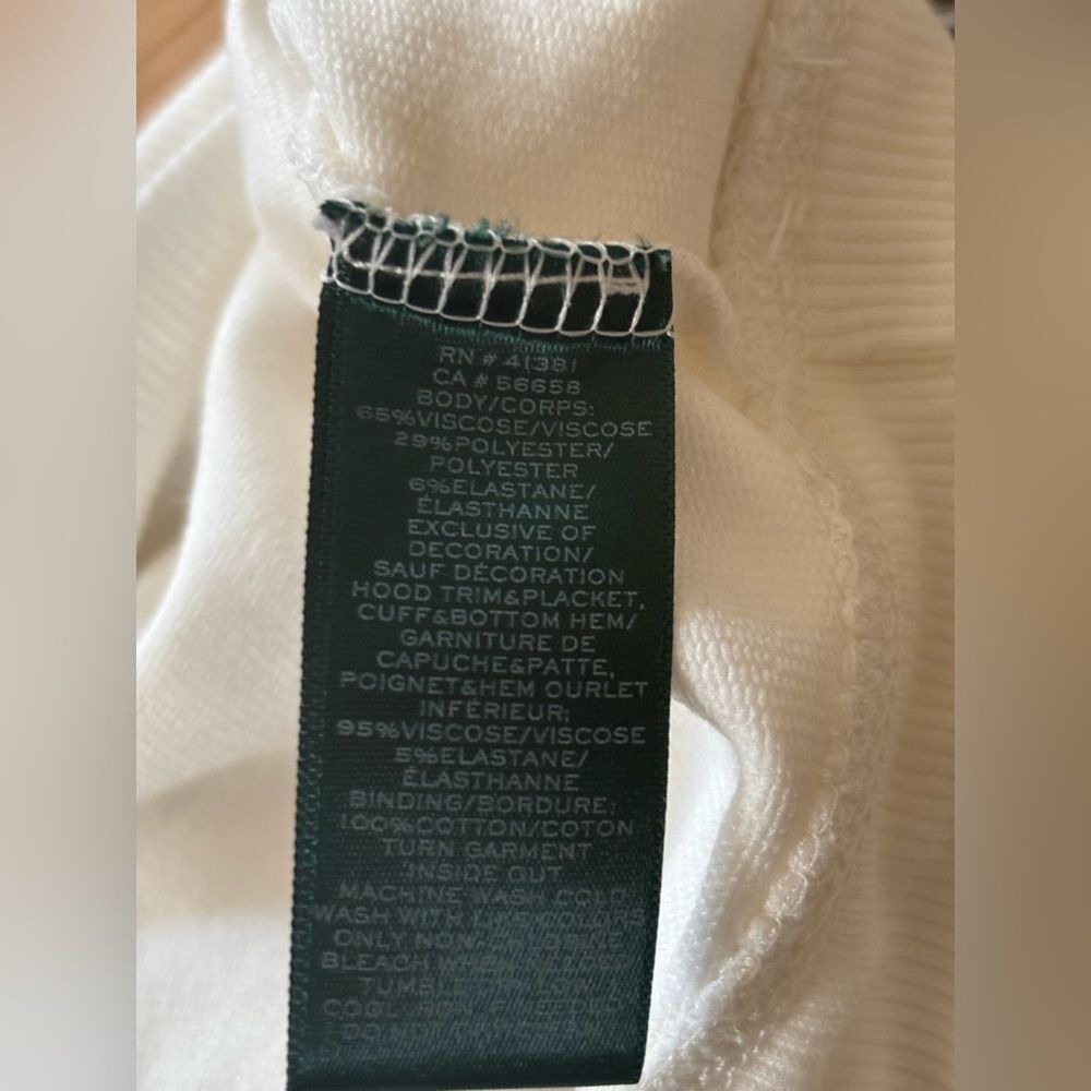 Lauren Ralph Lauren White/Cream Cross Front Hoodie Size Large - Picture 7 of 7